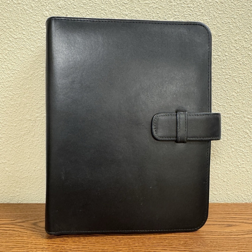 Vintage 1994 Day-Timer Planner Organizer 7 Ring Binder Black Leather Made In USA